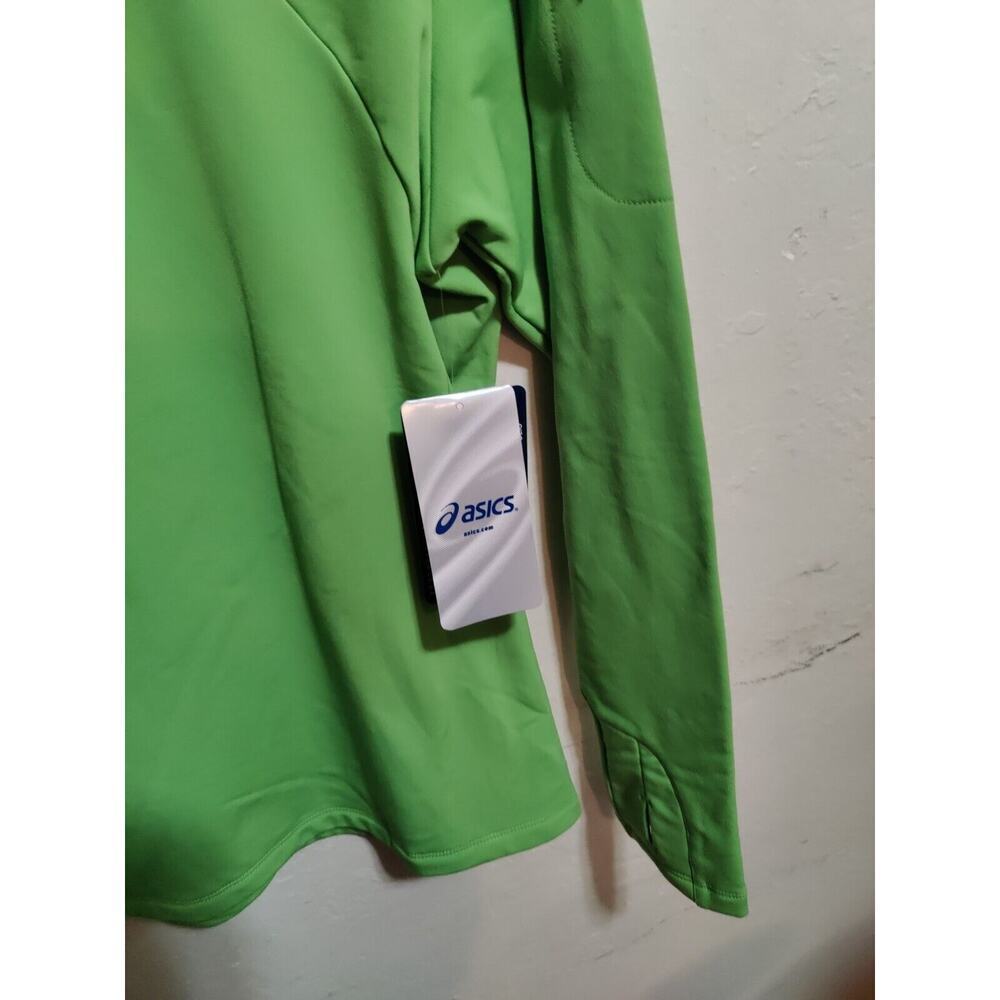 Asics Women's Pullover Training Jacket Green Size Medium Sleeve Thumb Holes - Picture 6 of 16